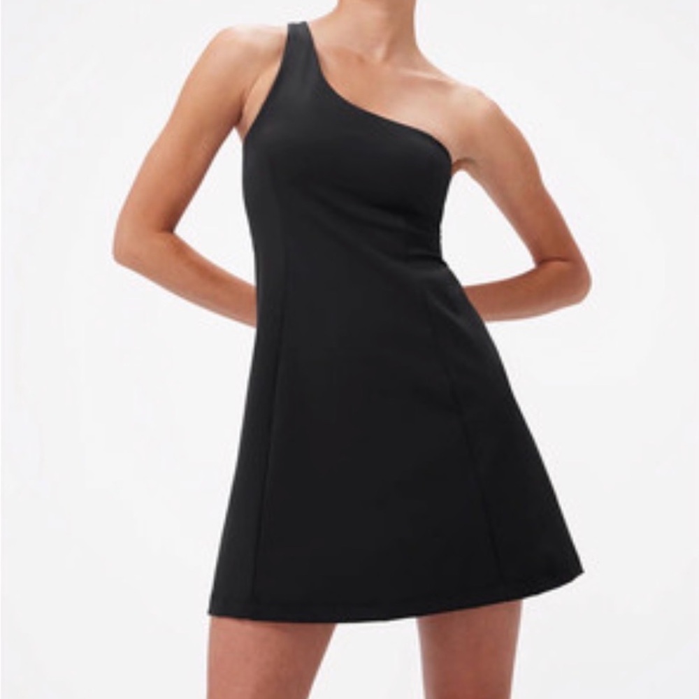 Outdoor Voices One Shoulder Mini Dress Black Size Medium